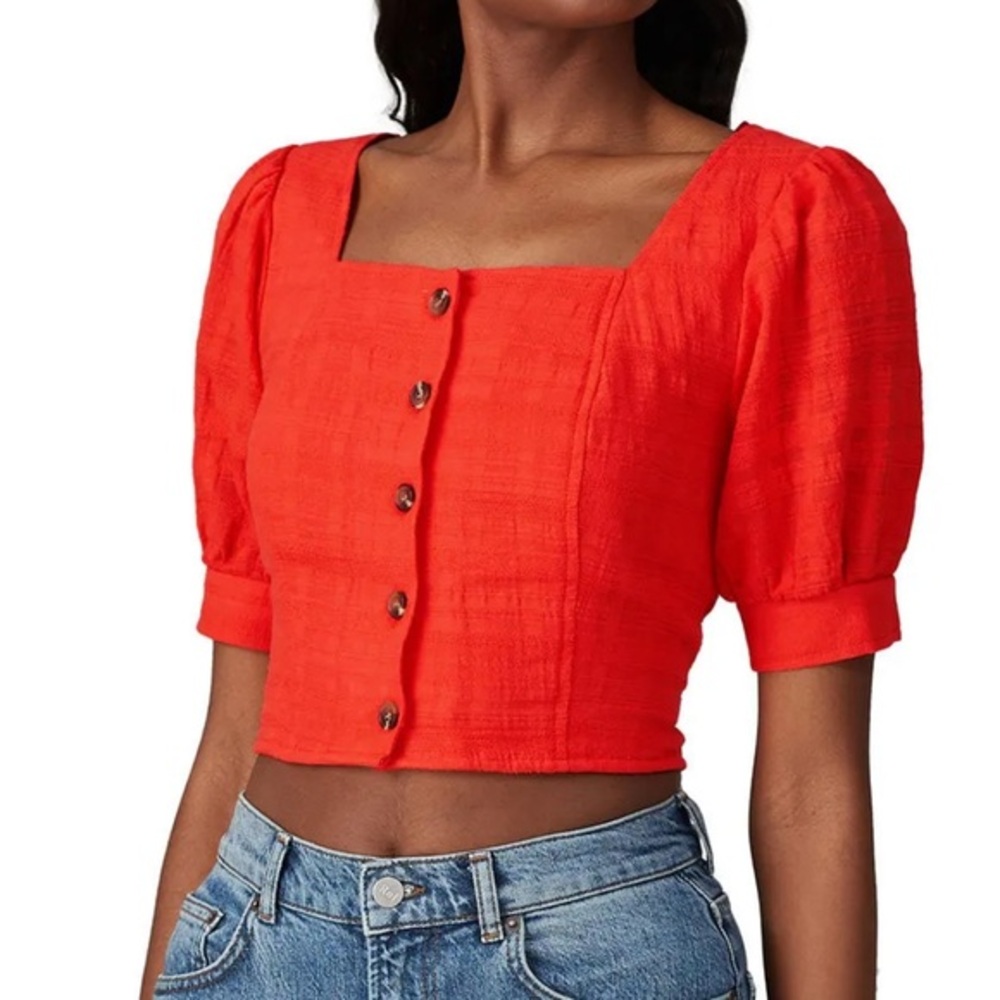 Love, Whit by Whitney Port Red Smocked Top